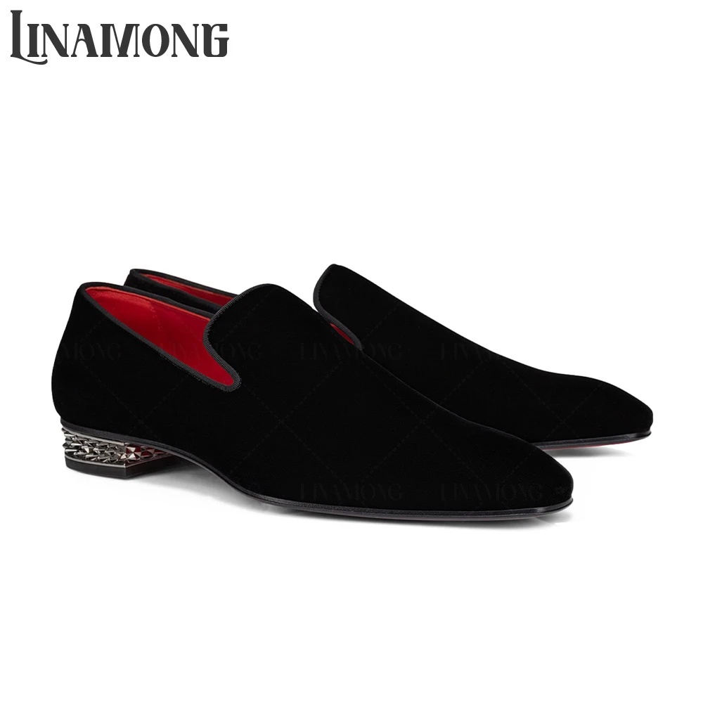 Men'S Fashion For Wedding - Luxury Studded Square Low Block Heel
