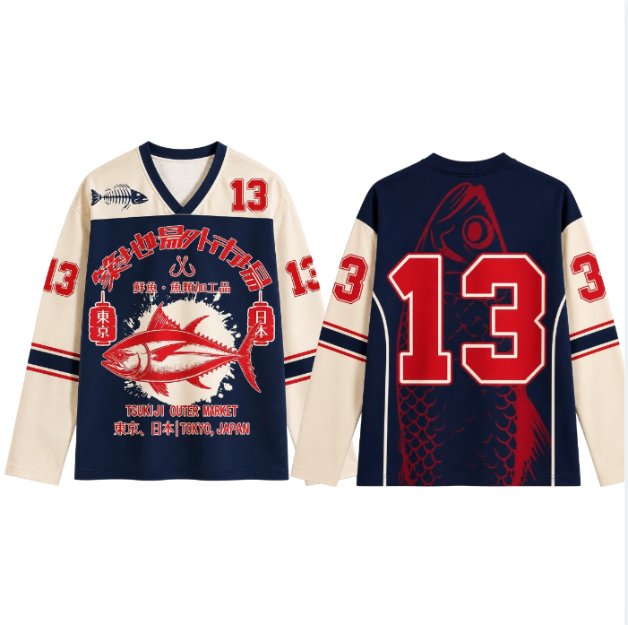 Men'S Fashion T Shirts - Retro Japanese style 3D printed long