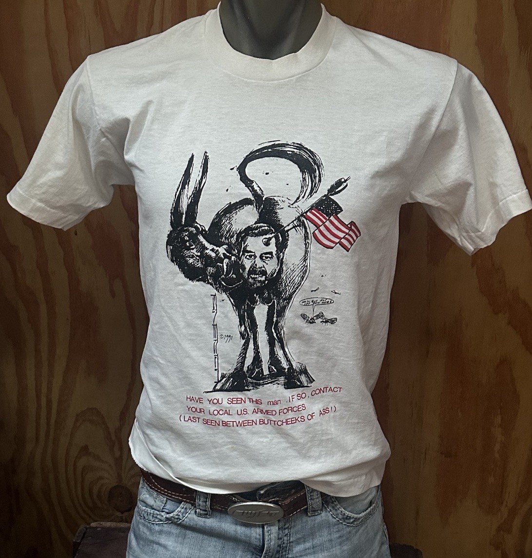 Military Shirt Men - Vtg Saddam Hussein T-shirt Political 90s