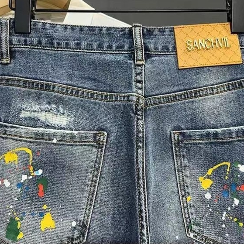 Men's Short Jeans Pants Graffi - Jeans Pants Fashion Men ulasan dan harga