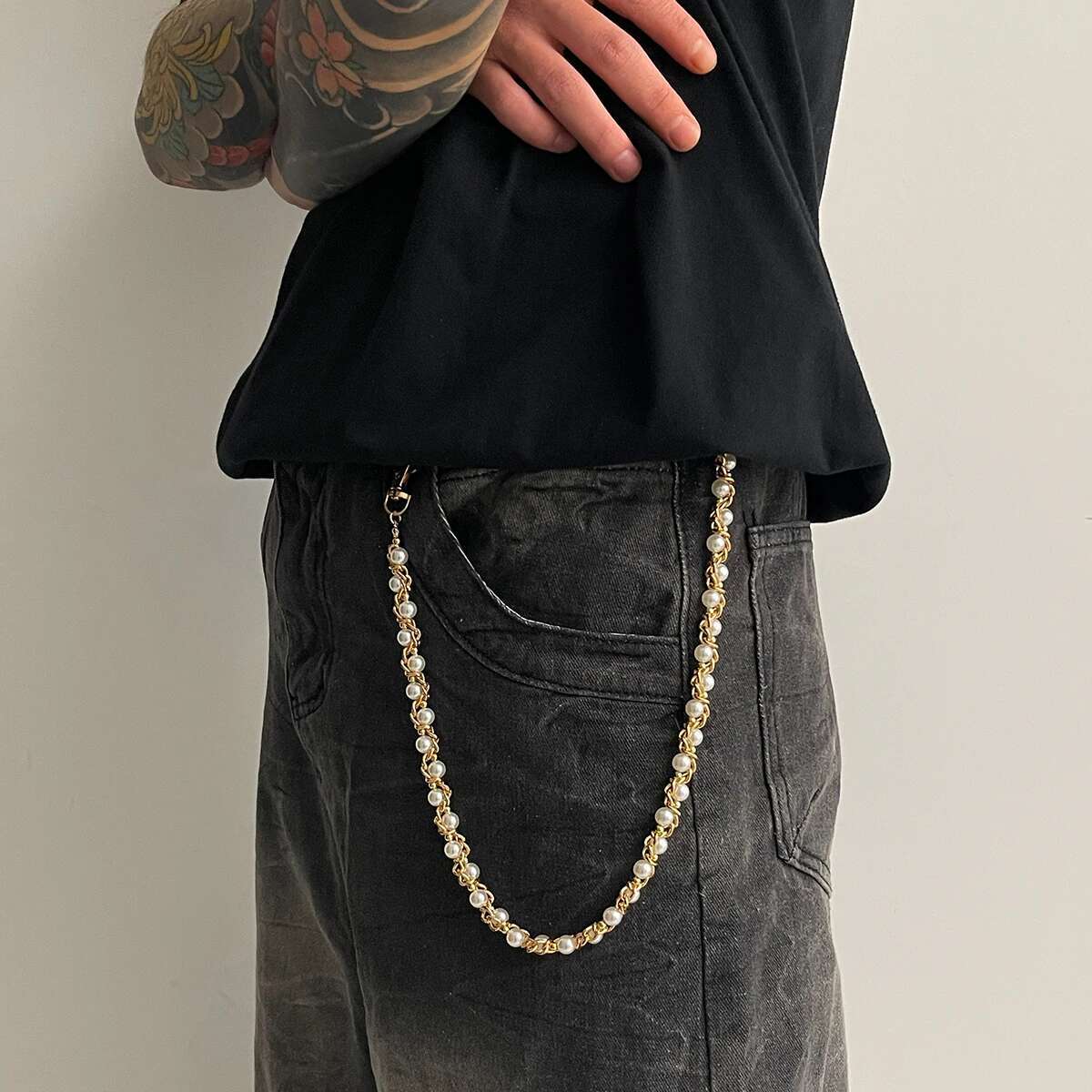 Ingemark Punk Imitation Pearl  - Jeans Pants Fashion Men ulasan dan harga