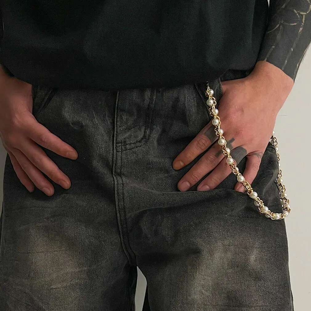 Ingemark Punk Imitation Pearl  - Jeans Pants Fashion Men ulasan dan harga