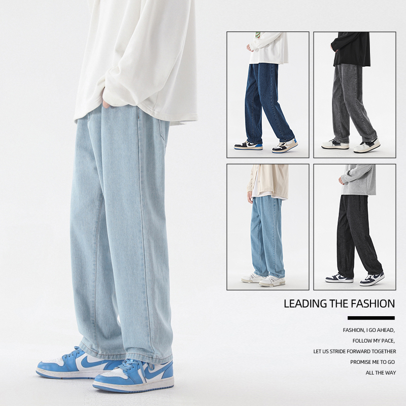 2023 New Korean Fashion Men's  - Men'S Fashion Grey Jeans ulasan dan harga