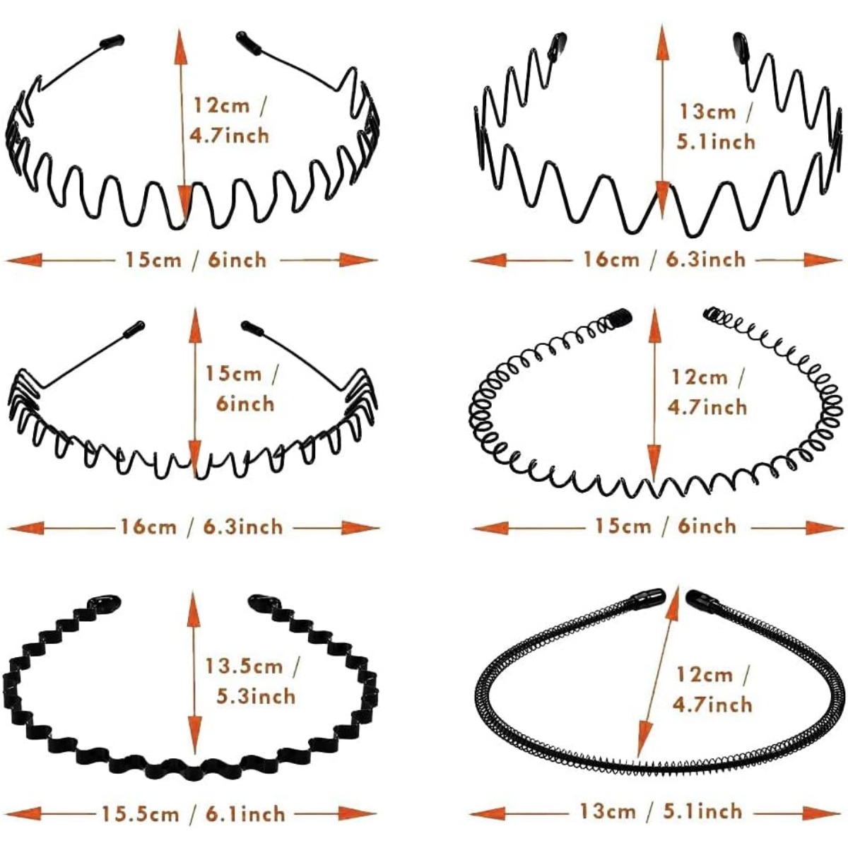 6PCS Fashion Black Metal Waved - Men Fashion Hair Style ulasan dan harga
