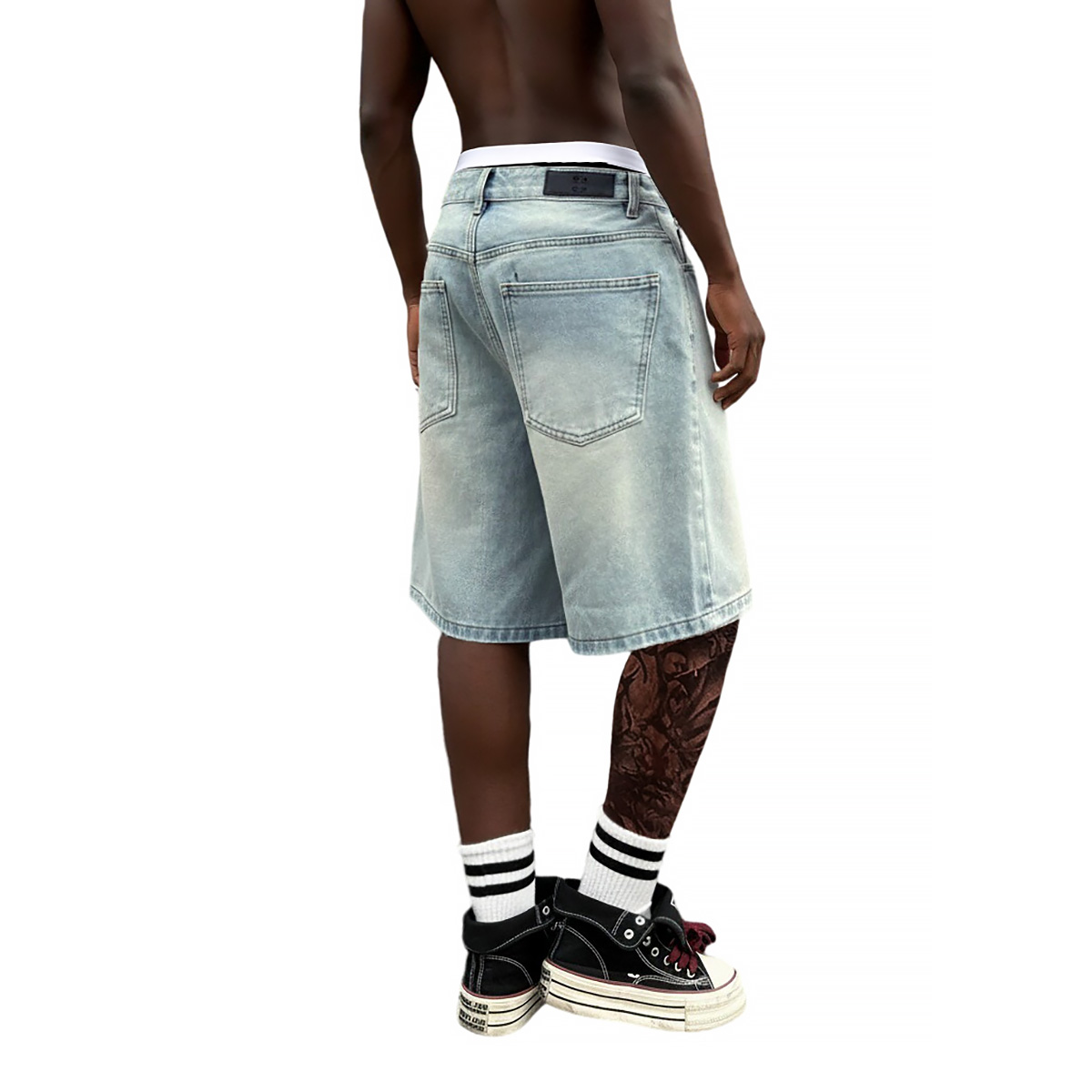 Metal Buckle Short Baggy Jeans - Jeans Pants Fashion Men ulasan dan harga