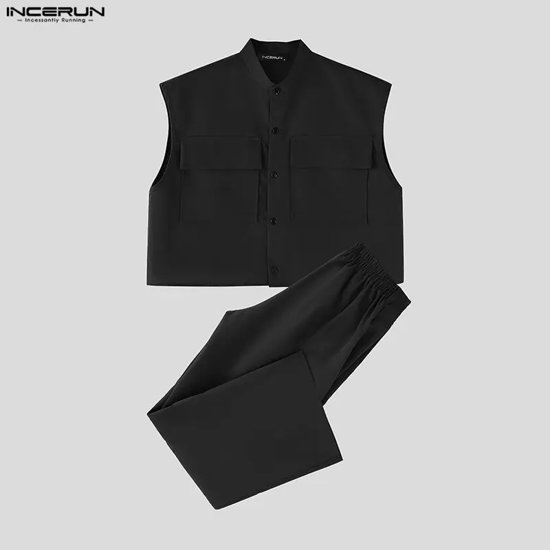 INCERUN Men Sets Solid Sleevel - Men'S Fashion Rules ulasan dan harga