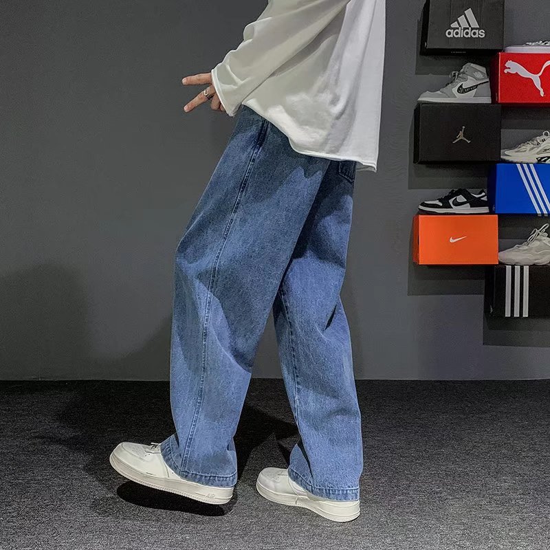 New Korean Fashion Men's Baggy - Men'S Fashion Grey Jeans ulasan dan harga
