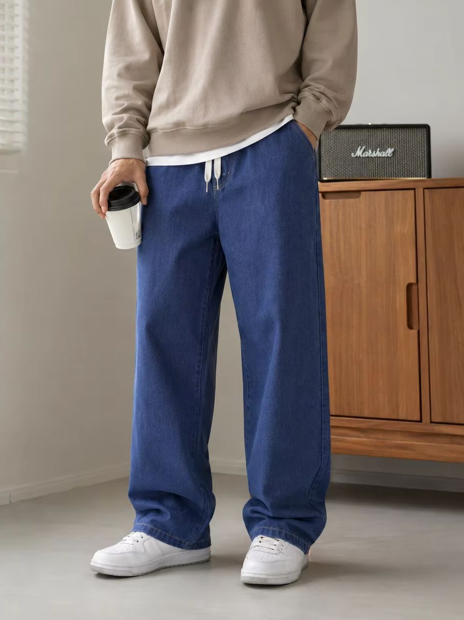 Men's Baggy Straight Jeans Aut - Men'S Fashion Grey Jeans ulasan dan harga