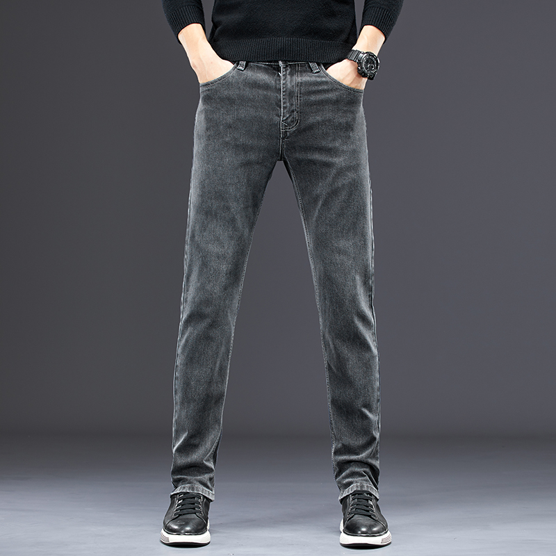 men's slim jeans 2024 autumn n - Men'S Fashion Grey Jeans ulasan dan harga