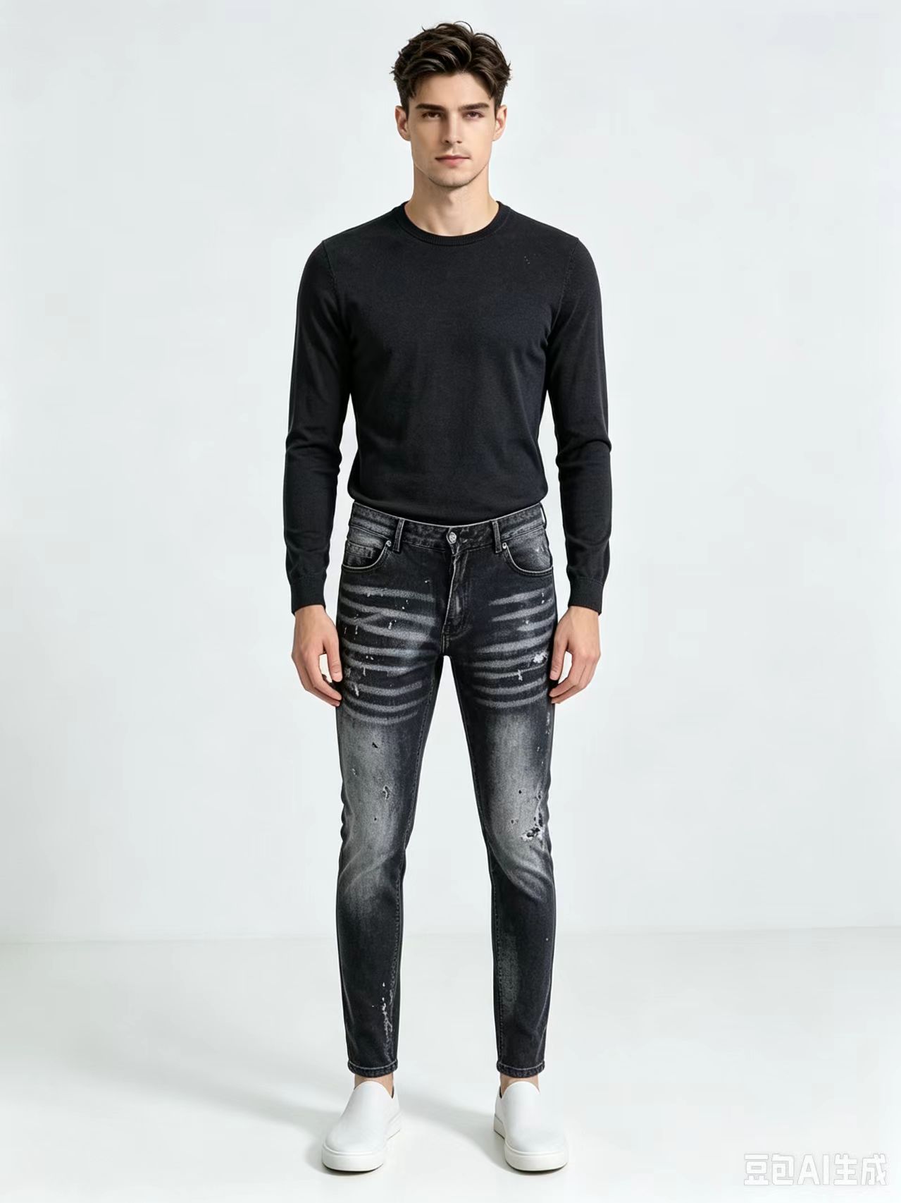 Men's High Street Hip Hop Graf - Men'S Fashion Grey Jeans ulasan dan harga
