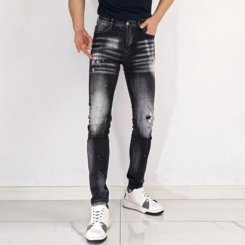 Men's High Street Hip Hop Graf - Men'S Fashion Grey Jeans ulasan dan harga