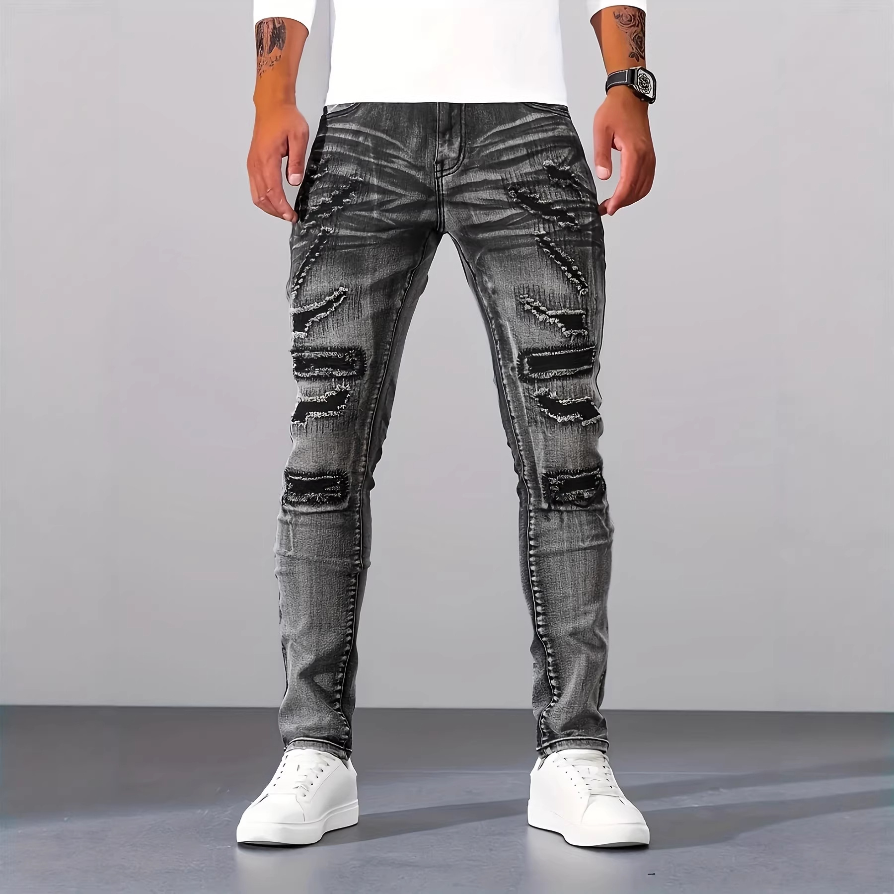 Men Grey Slim Simple Casual Da - Men'S Fashion Grey Jeans ulasan dan harga