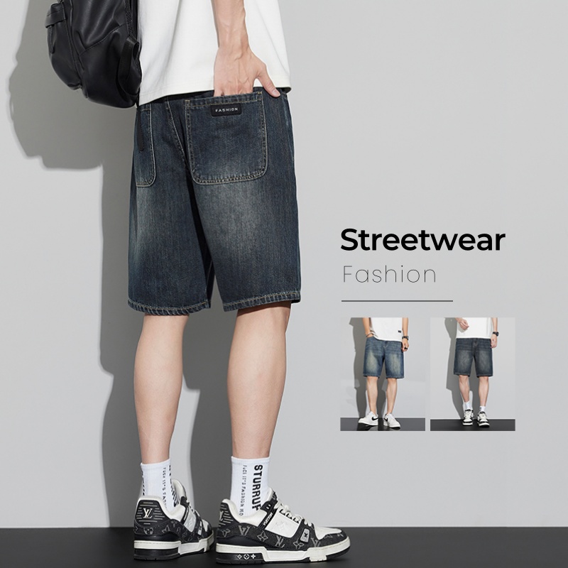 Men's Vintage Denim Shorts Sum - Jeans Pants Fashion Men ulasan dan harga