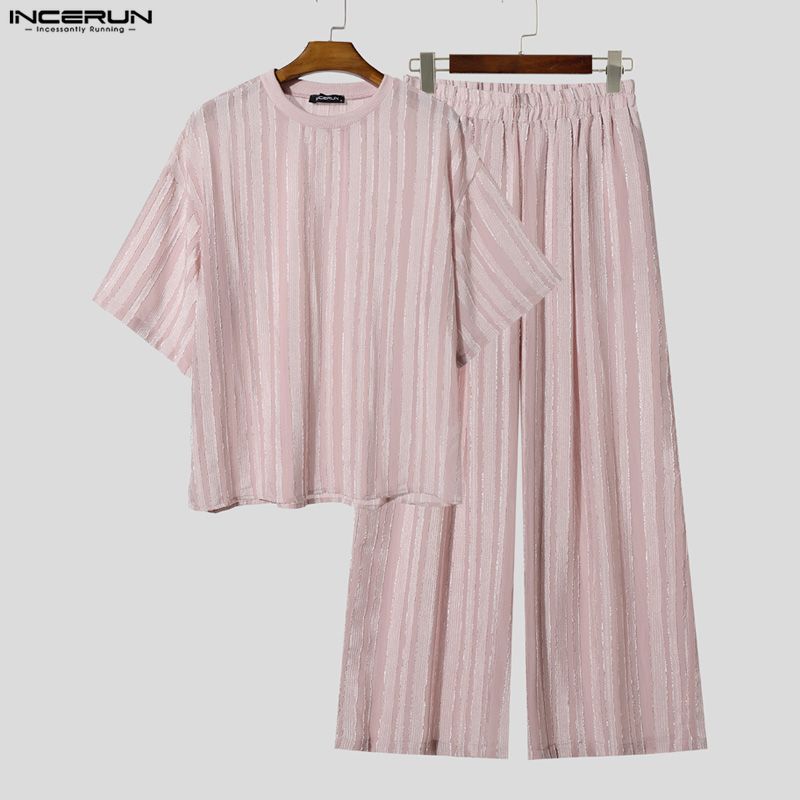 INCERUN Men's Sets Striped See - Mens Fashion Ideas ulasan dan harga