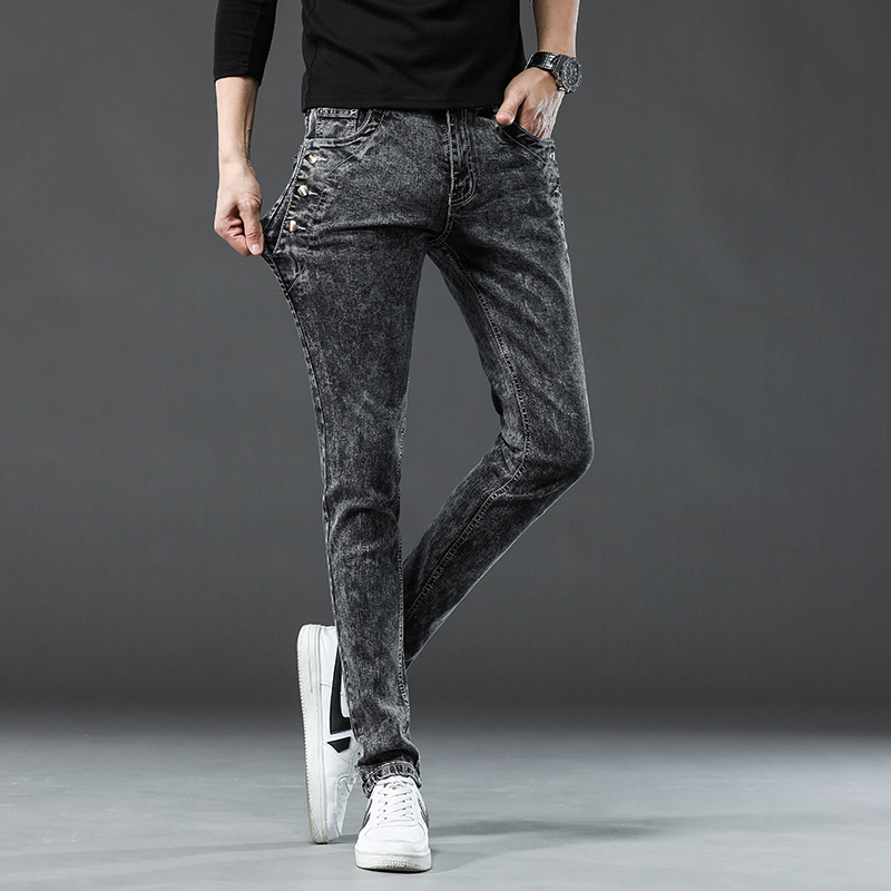 Classic Slim Vintage Fashion M - Men'S Fashion Grey Jeans ulasan dan harga