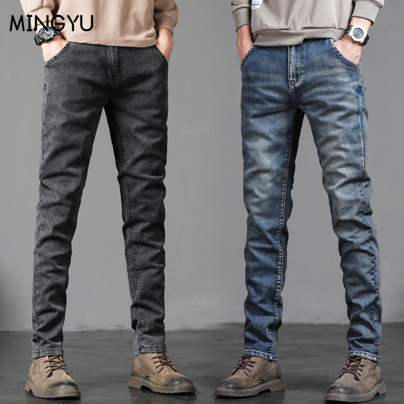 Autumn Winter Cotton Men's Cla - Men'S Fashion Grey Jeans ulasan dan harga